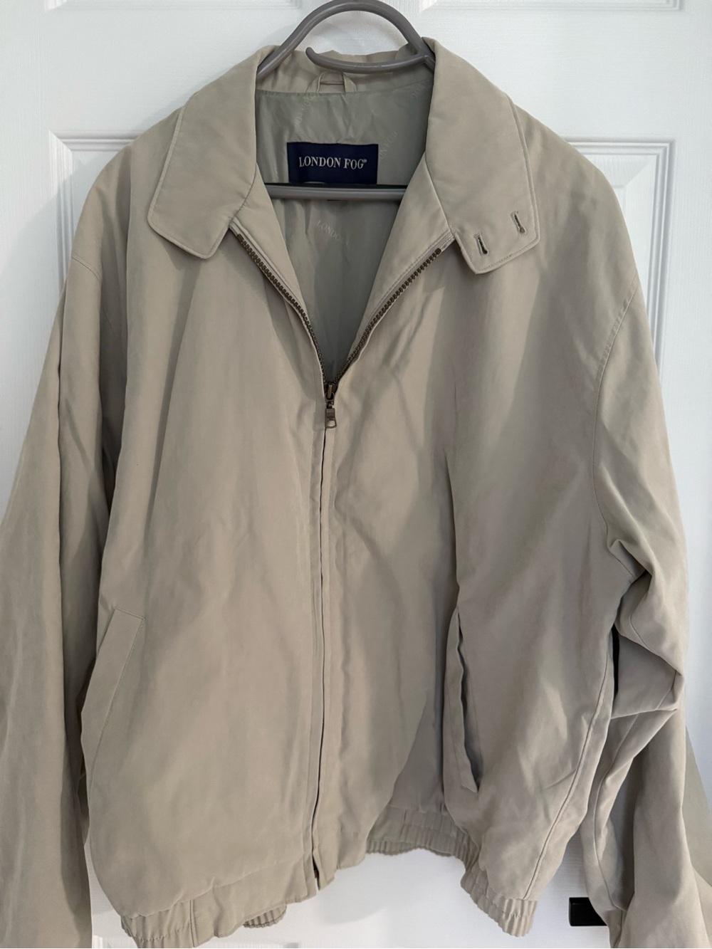 London Fog Men's Light Beige Zip-Front Windbreaker